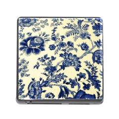 Vintage Blue Drawings On Fabric Memory Card Reader (square)