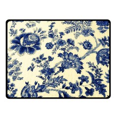 Vintage Blue Drawings On Fabric Fleece Blanket (small)