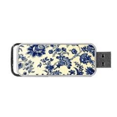 Vintage Blue Drawings On Fabric Portable Usb Flash (one Side)