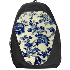 Vintage Blue Drawings On Fabric Backpack Bag