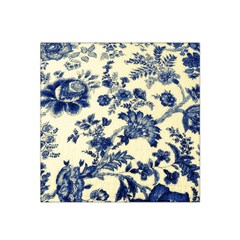 Vintage Blue Drawings On Fabric Satin Bandana Scarf