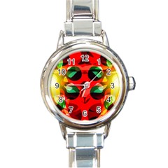 Abstract Digital Design Round Italian Charm Watch