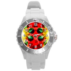 Abstract Digital Design Round Plastic Sport Watch (l)