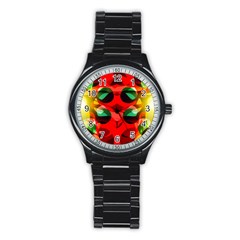 Abstract Digital Design Stainless Steel Round Watch