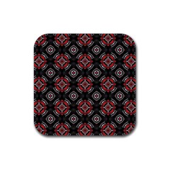 Abstract Black And Red Pattern Rubber Coaster (square)  by Amaryn4rt