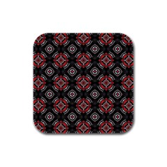 Abstract Black And Red Pattern Rubber Square Coaster (4 Pack)  by Amaryn4rt