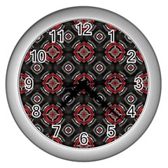 Abstract Black And Red Pattern Wall Clocks (silver) 