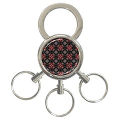 Abstract Black And Red Pattern 3-ring Key Chains