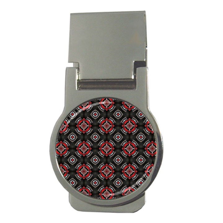 Abstract Black And Red Pattern Money Clips (Round) 