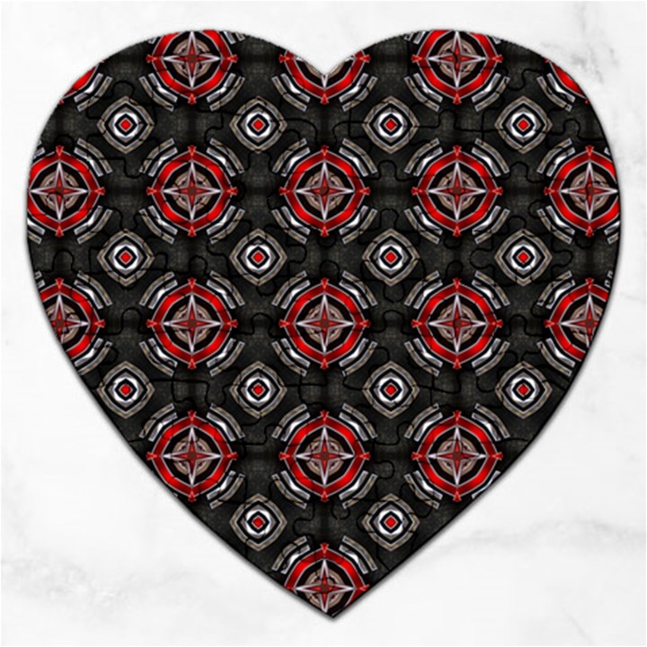 Abstract Black And Red Pattern Jigsaw Puzzle (Heart)