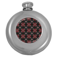 Abstract Black And Red Pattern Round Hip Flask (5 Oz)