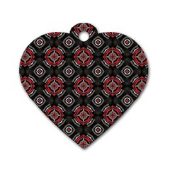 Abstract Black And Red Pattern Dog Tag Heart (one Side)