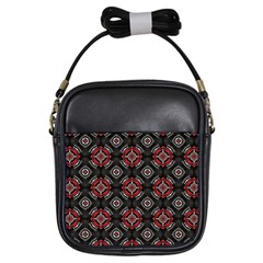 Abstract Black And Red Pattern Girls Sling Bags