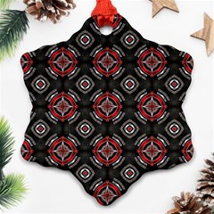 Abstract Black And Red Pattern Snowflake Ornament (two Sides) by Amaryn4rt