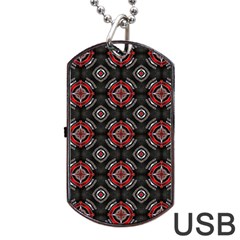 Abstract Black And Red Pattern Dog Tag Usb Flash (one Side)