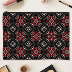 Abstract Black And Red Pattern Cosmetic Bag (xxxl) 