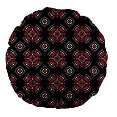 Abstract Black And Red Pattern Large 18  Premium Round Cushions