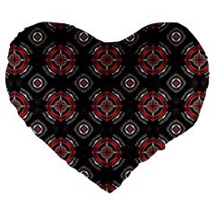 Abstract Black And Red Pattern Large 19  Premium Heart Shape Cushions