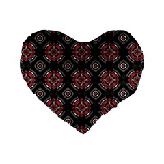 Abstract Black And Red Pattern Standard 16  Premium Flano Heart Shape Cushions