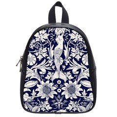 White Dark Blue Flowers School Bags (small)  by Brittlevirginclothing