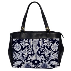 White Dark Blue Flowers Office Handbags by Brittlevirginclothing