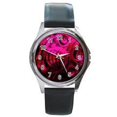 Abstract Bubble Background Round Metal Watch