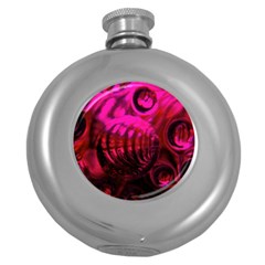 Abstract Bubble Background Round Hip Flask (5 Oz)