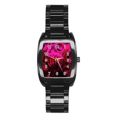 Abstract Bubble Background Stainless Steel Barrel Watch