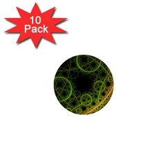 Abstract Circles Yellow Black 1  Mini Buttons (10 Pack) 