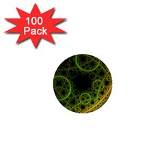 Abstract Circles Yellow Black 1  Mini Buttons (100 Pack) 