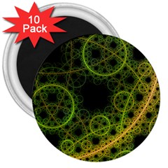 Abstract Circles Yellow Black 3  Magnets (10 Pack) 