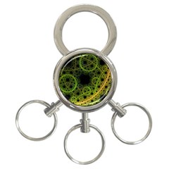 Abstract Circles Yellow Black 3-ring Key Chains