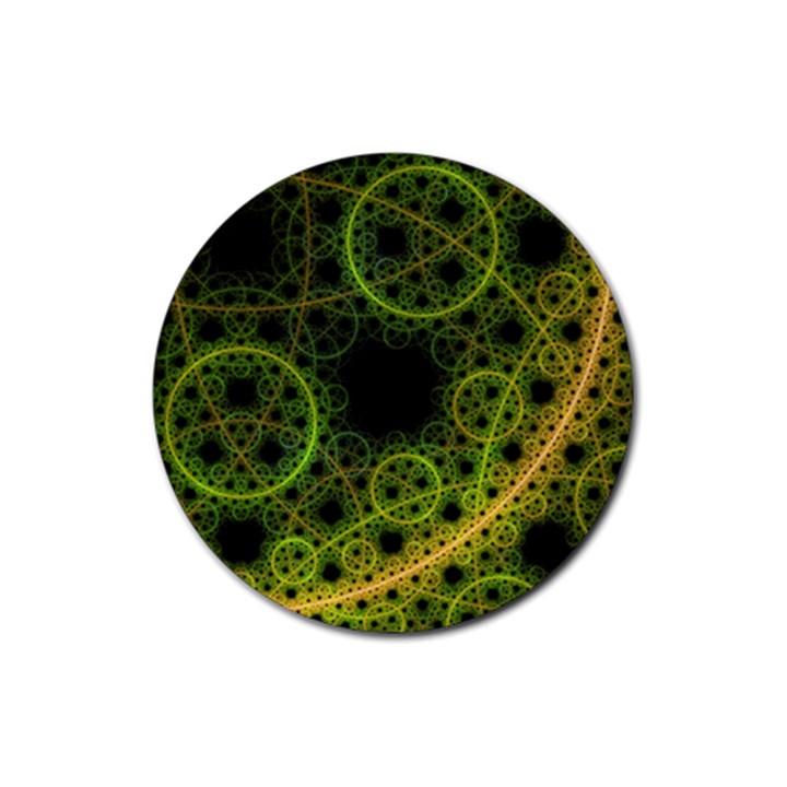 Abstract Circles Yellow Black Rubber Coaster (Round) 