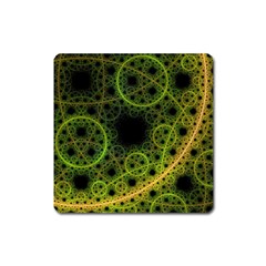 Abstract Circles Yellow Black Square Magnet