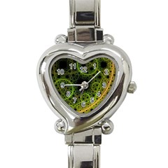 Abstract Circles Yellow Black Heart Italian Charm Watch