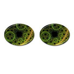 Abstract Circles Yellow Black Cufflinks (oval) by Amaryn4rt