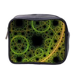 Abstract Circles Yellow Black Mini Toiletries Bag 2-side