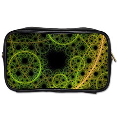 Abstract Circles Yellow Black Toiletries Bags 2-side