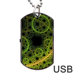 Abstract Circles Yellow Black Dog Tag Usb Flash (one Side)