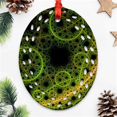 Abstract Circles Yellow Black Oval Filigree Ornament (two Sides)