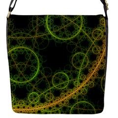 Abstract Circles Yellow Black Flap Messenger Bag (s)