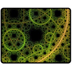 Abstract Circles Yellow Black Double Sided Fleece Blanket (medium) 