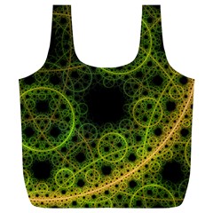 Abstract Circles Yellow Black Full Print Recycle Bags (l)  by Amaryn4rt