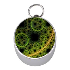 Abstract Circles Yellow Black Mini Silver Compasses