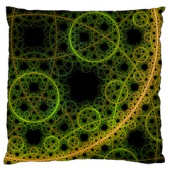 Abstract Circles Yellow Black Large Flano Cushion Case (one Side) by Amaryn4rt