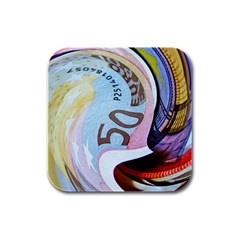 Abstract Currency Background Rubber Square Coaster (4 Pack) 