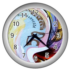 Abstract Currency Background Wall Clocks (silver)  by Amaryn4rt