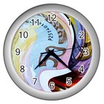 Abstract Currency Background Wall Clocks (Silver)  Front