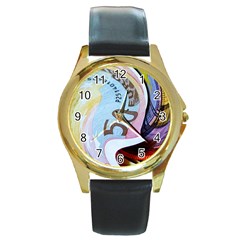 Abstract Currency Background Round Gold Metal Watch by Amaryn4rt