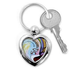 Abstract Currency Background Key Chains (heart) 